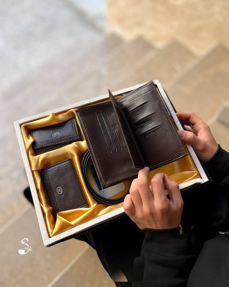 ست 4 تکه کیف و کمربند مردانه دانهیل کد 133
