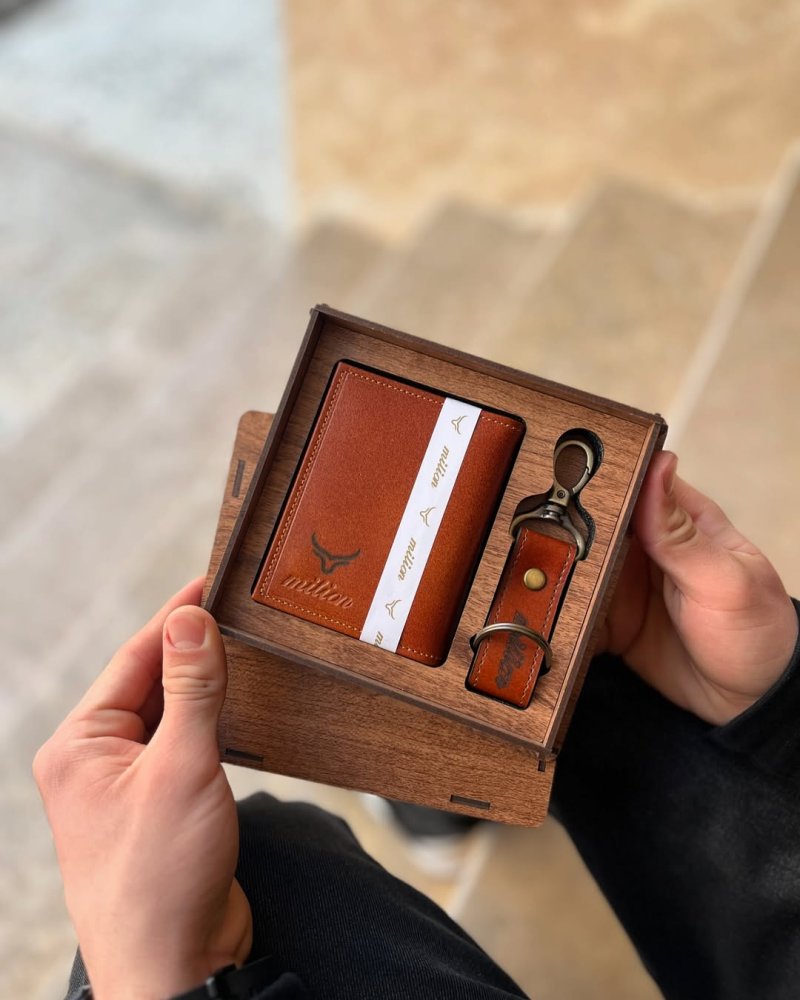 ست جاکارتی و جاسوییچی چرم اصل میلیون کد 136