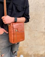 کیف دوشی چرم طبیعی برند چرمسال کد 0026